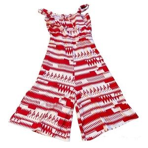 REBDOLLS Jumpsuit Red White Cropped Wide Leg 1x